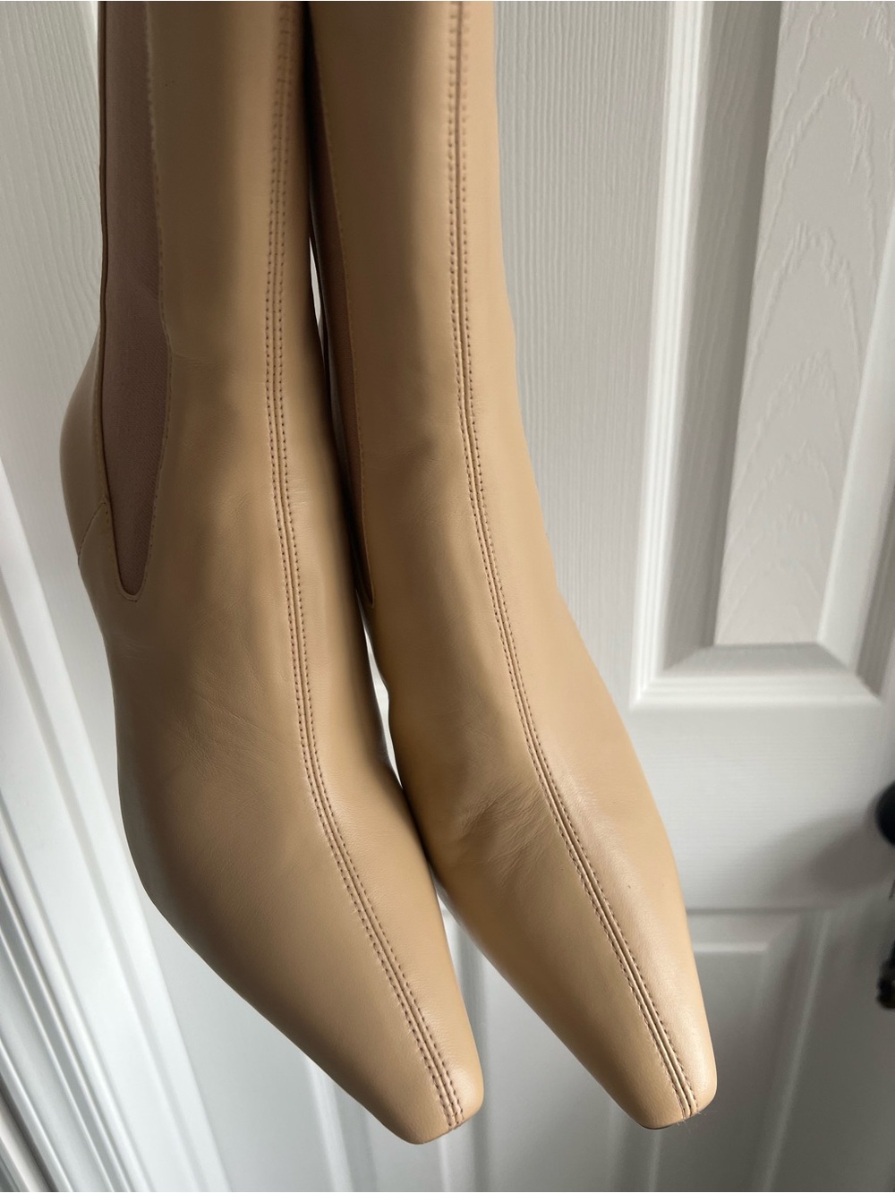 Sam Edelman Tan Leather Square-Toe Ankle Boots